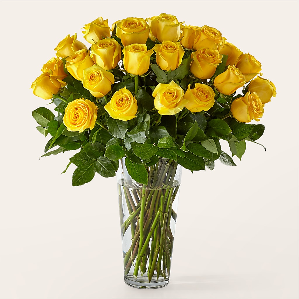 Long Stem Yellow Rose Bouquet – Velvet Leaf And Stem, Las Vegas NV