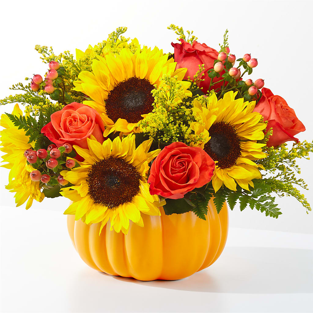 Pick of the Patch Pumpkin Bouquet – Velvet Leaf And Stem, Las Vegas NV