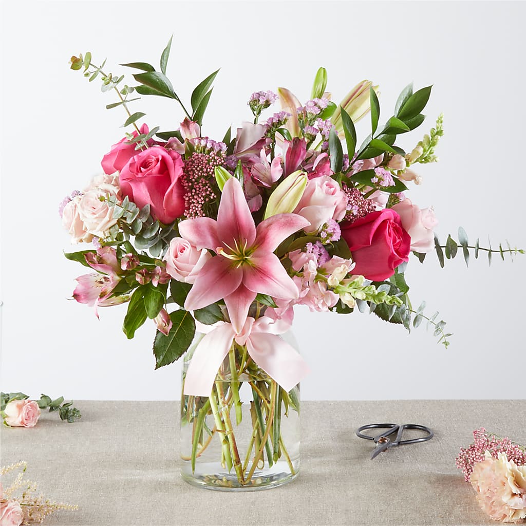Pink Ribbon - A Florist Original – Velvet Leaf And Stem, Las Vegas NV