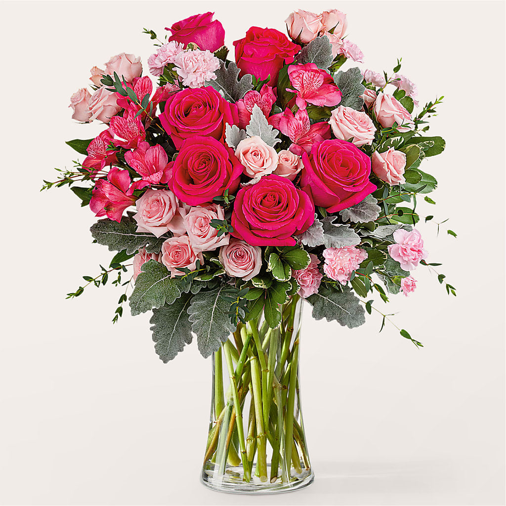 Tickled Pink Bouquet – Velvet Leaf And Stem, Las Vegas NV