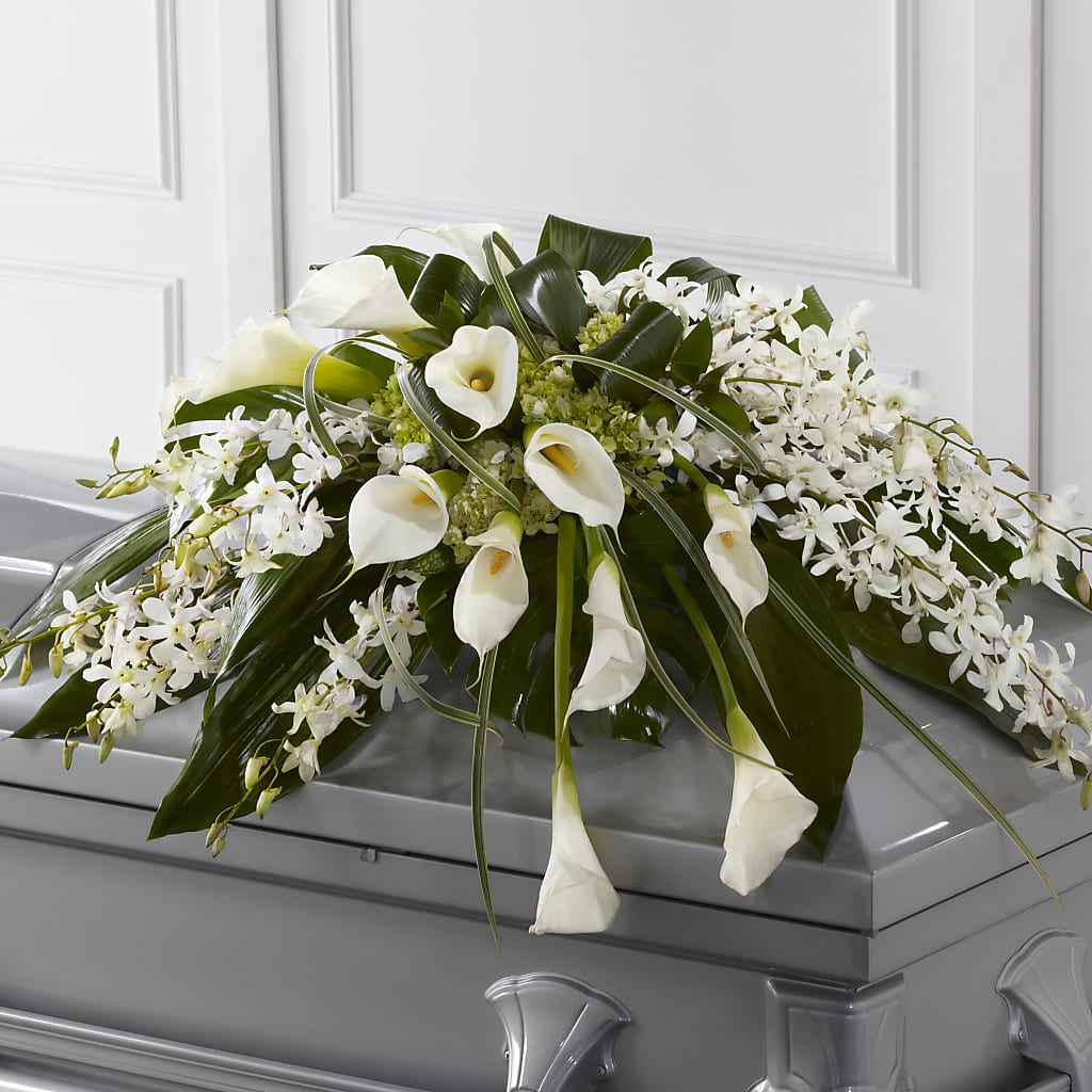 Angel Wings Casket Spray – Velvet Leaf And Stem, Las Vegas NV