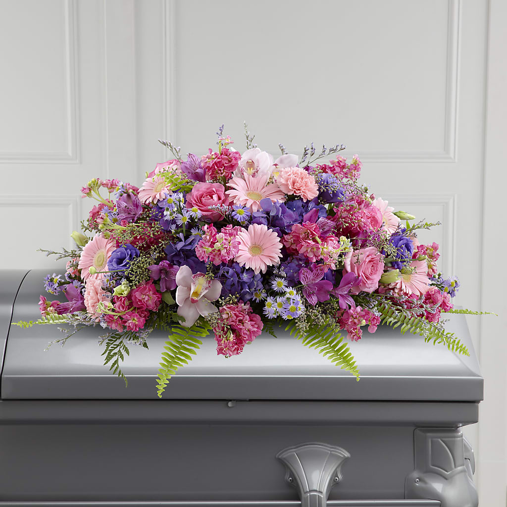 Glorious Garden Casket Spray – Velvet Leaf And Stem, Las Vegas NV