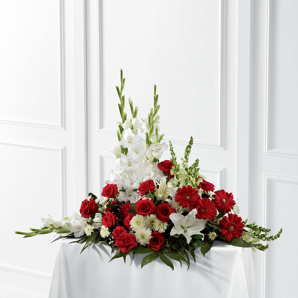 Crimson & White Arrangement – Velvet Leaf And Stem, Las Vegas NV