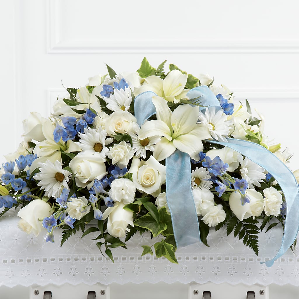 Tender Treasure Casket Spray – Velvet Leaf And Stem, Las Vegas NV