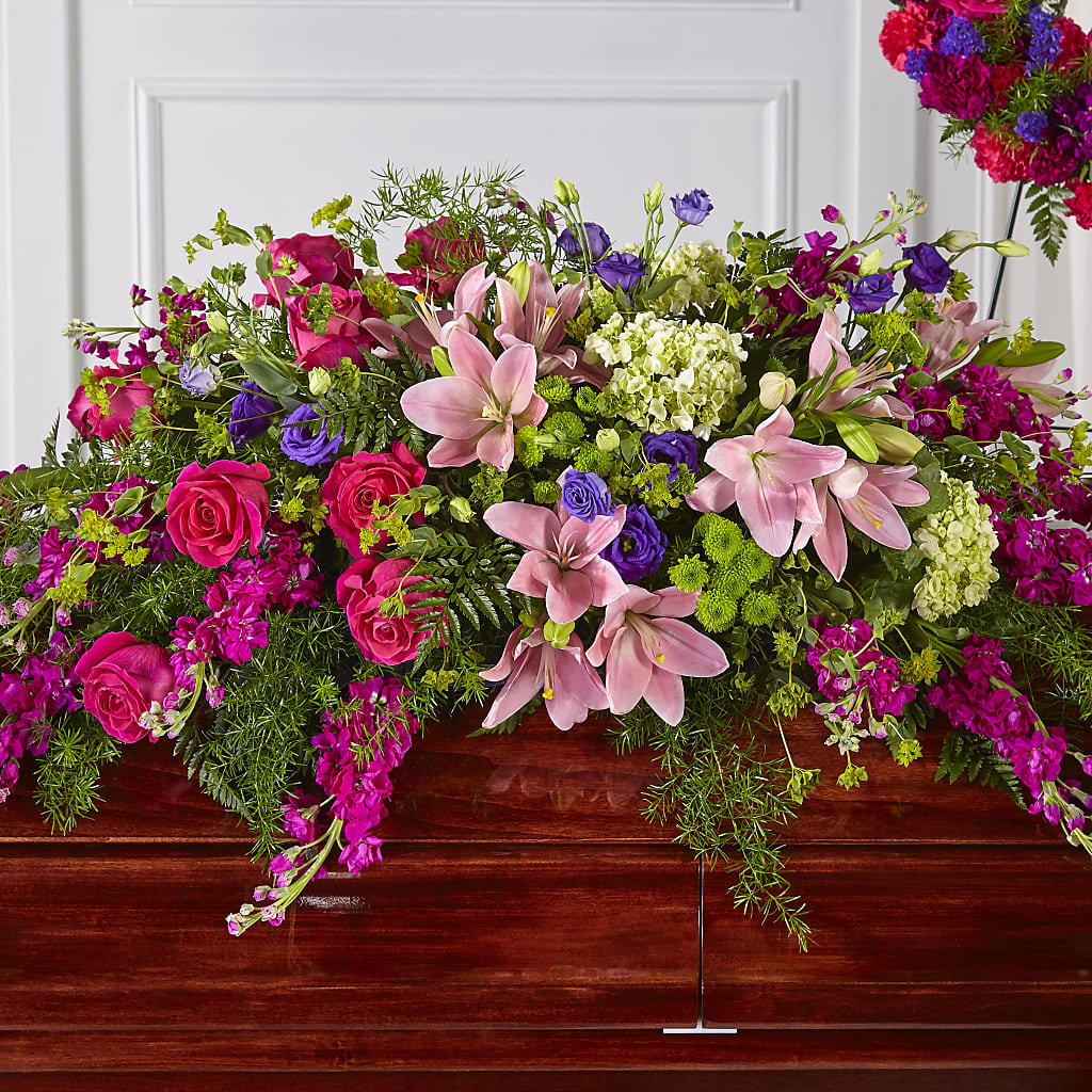 Radiant Tribute Casket Spray – Velvet Leaf And Stem, Las Vegas NV