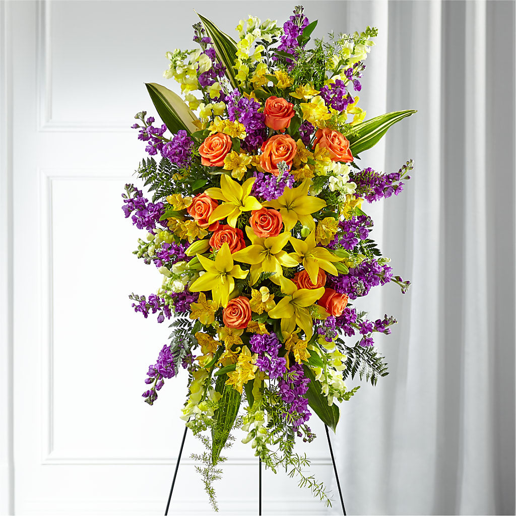Thoughtful Prayers Standing Spray – Velvet Leaf And Stem, Las Vegas NV