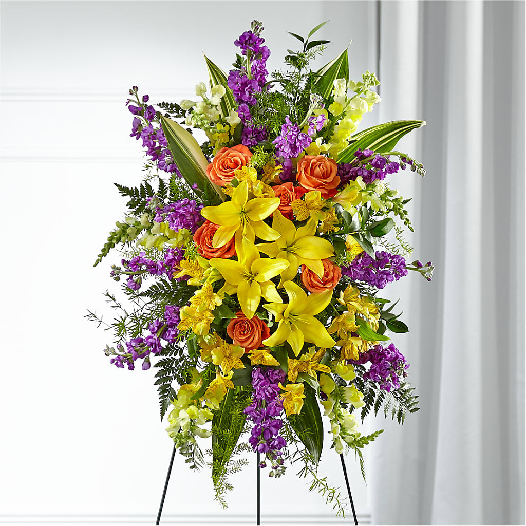 Thoughtful Prayers Standing Spray – Velvet Leaf And Stem, Las Vegas NV
