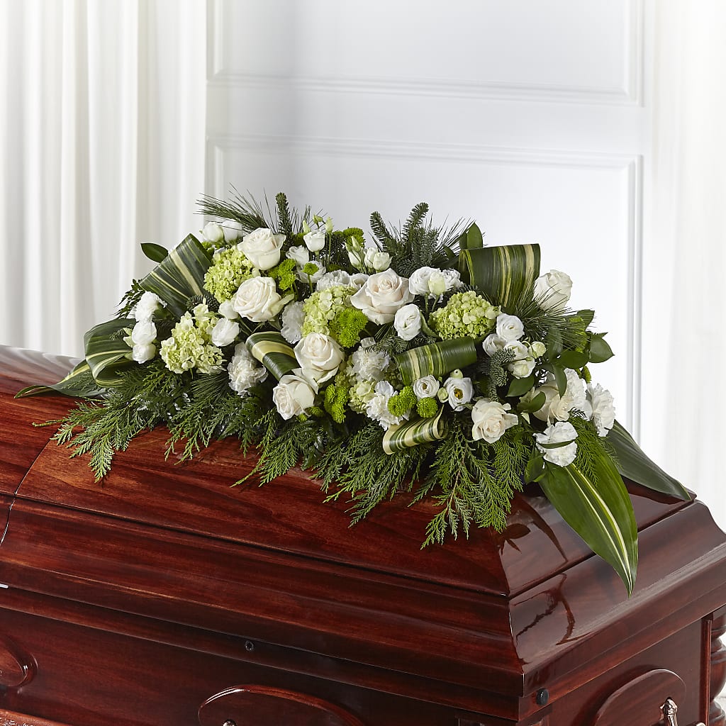 Hopeful Gesture Casket Spray – Velvet Leaf And Stem, Las Vegas NV