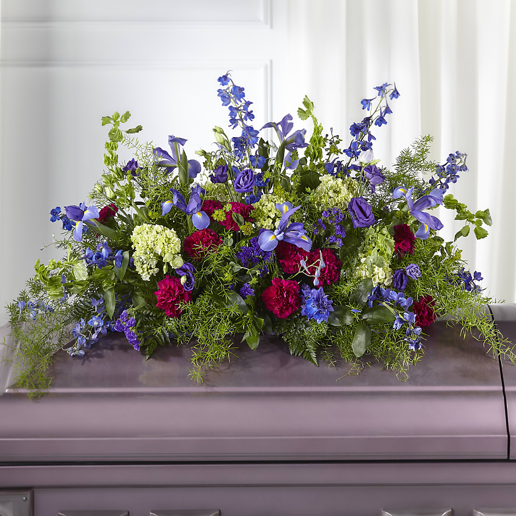 Always Treasured Casket Spray – Velvet Leaf And Stem, Las Vegas NV