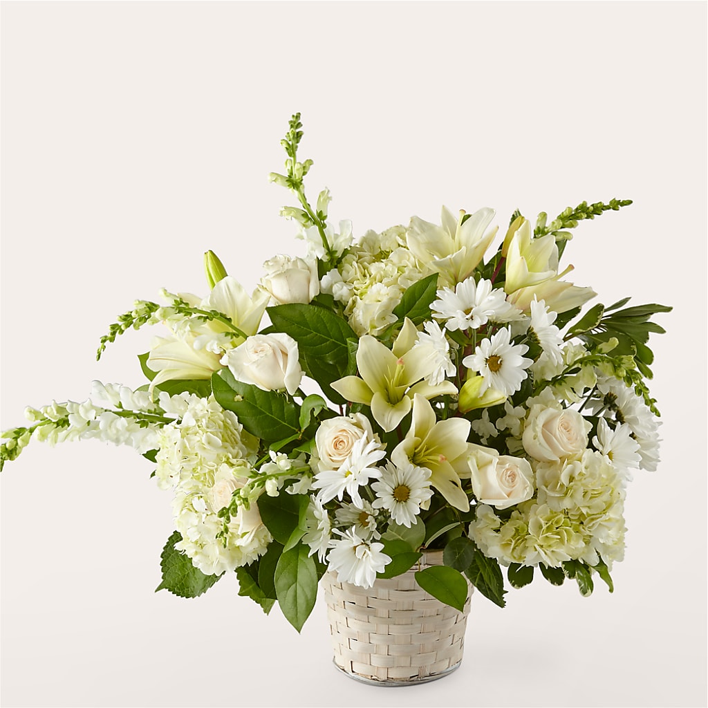 Ivory Elegance Floral Basket – Velvet Leaf And Stem, Las Vegas NV