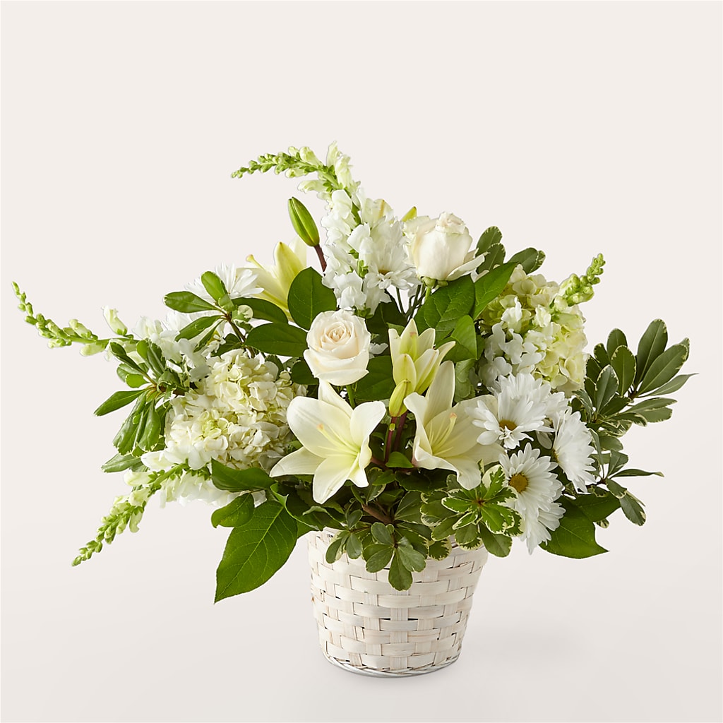 Ivory Elegance Floral Basket – Velvet Leaf And Stem, Las Vegas NV