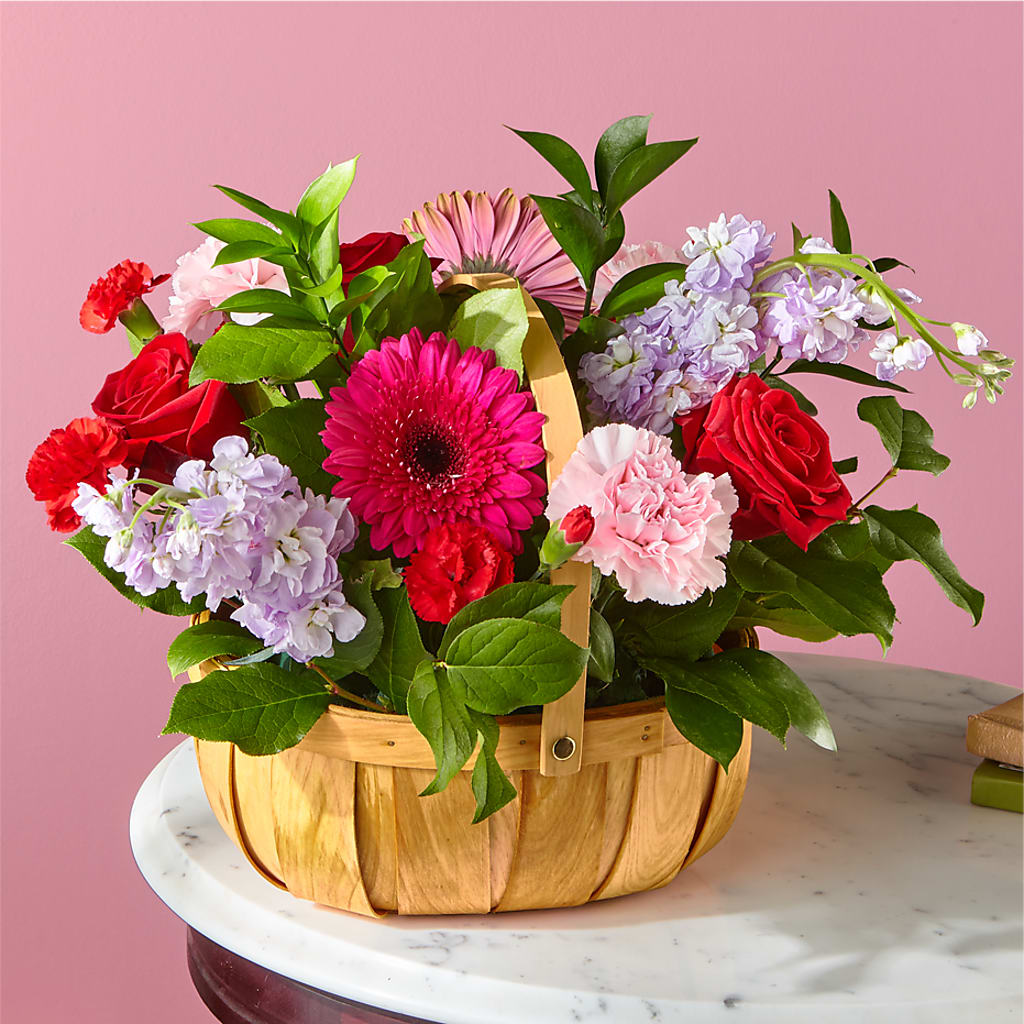 Pink Picnic Basket – Velvet Leaf And Stem, Las Vegas NV