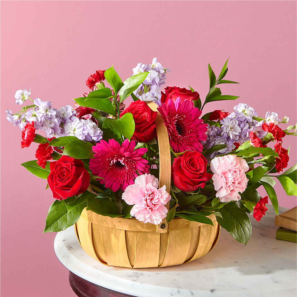 Pink Picnic Basket – Velvet Leaf And Stem, Las Vegas NV