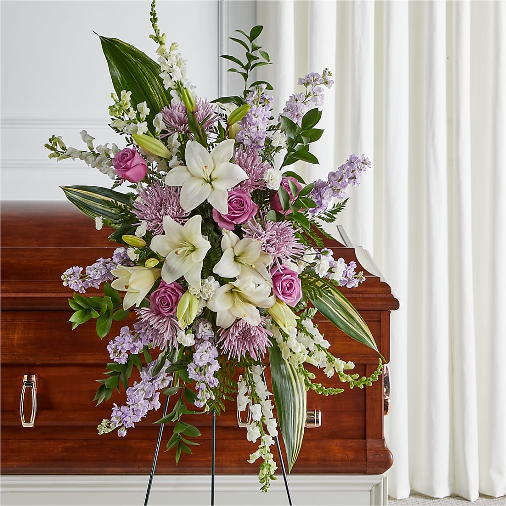 Grateful Hearts Standing Spray – Velvet Leaf And Stem, Las Vegas NV