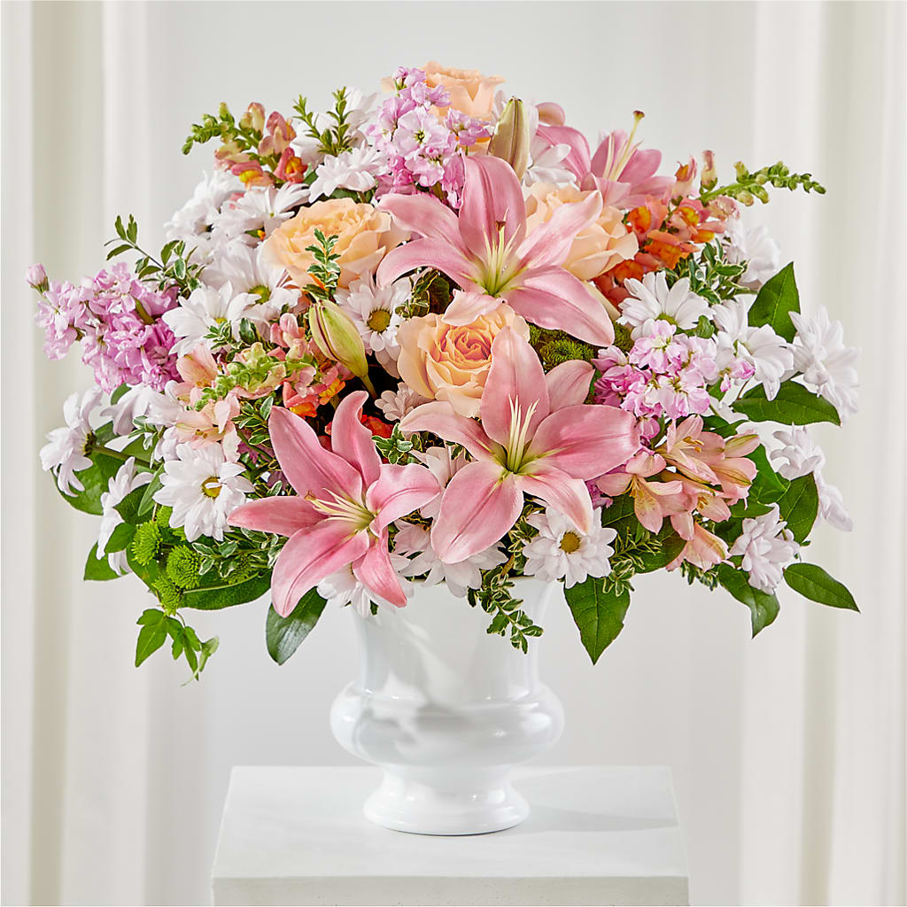 Heartfelt Gesture Urn Arrangement – Velvet Leaf And Stem, Las Vegas NV