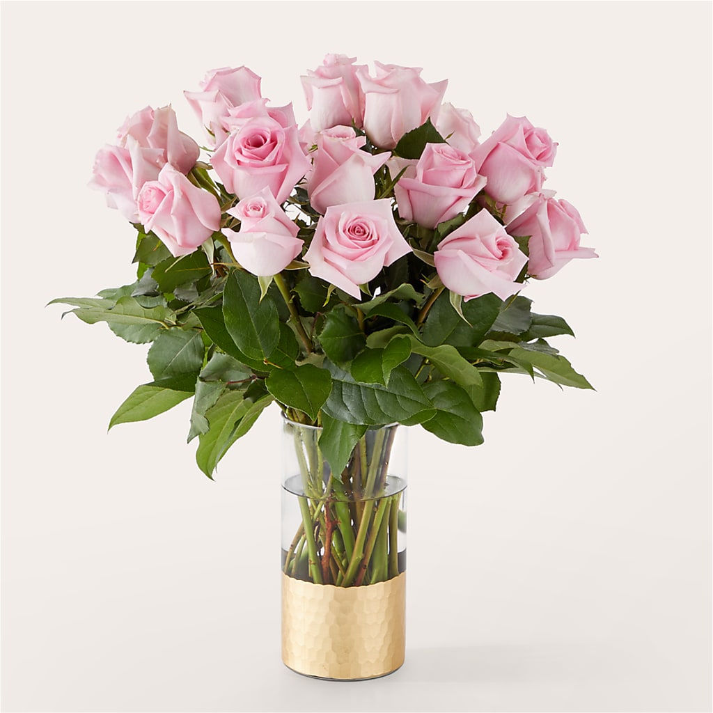 Picture Perfect Pink Rose Bouquet – Velvet Leaf And Stem, Las Vegas NV