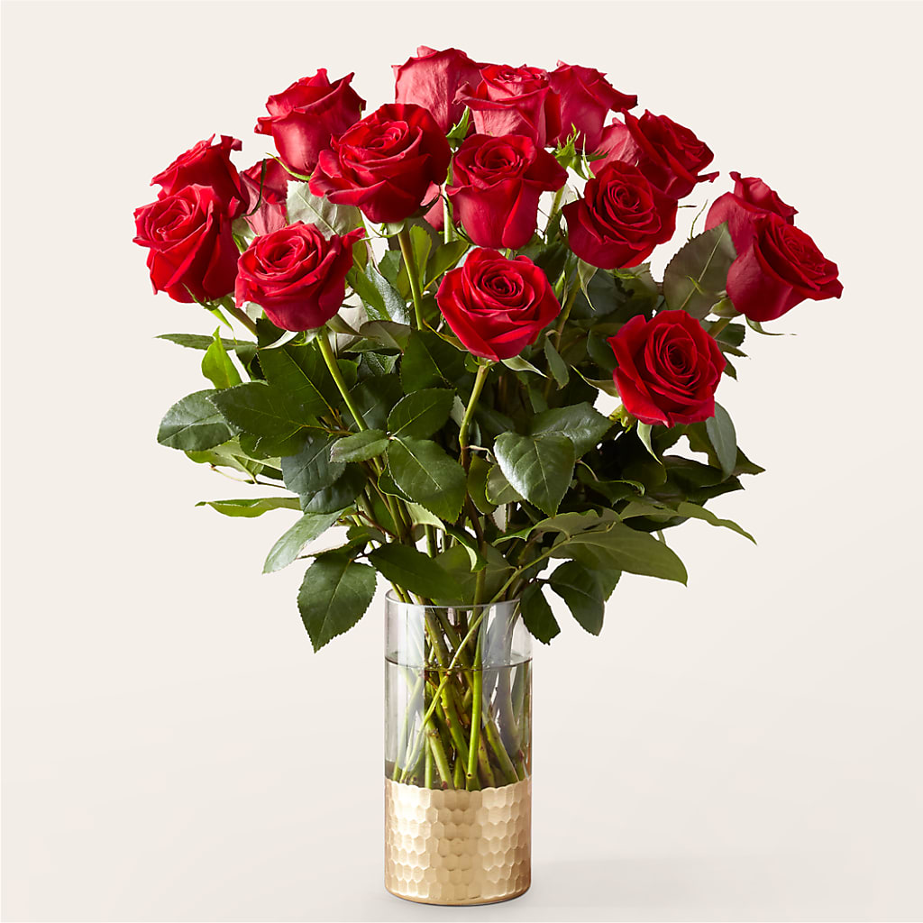 Classic Love Red Rose Bouquet – Velvet Leaf And Stem, Las Vegas NV