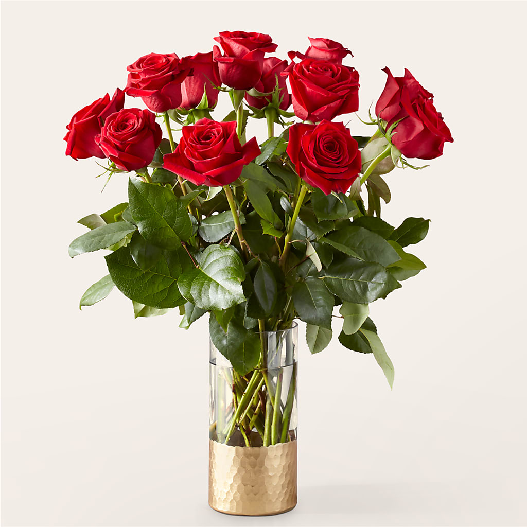 Classic Love Red Rose Bouquet – Velvet Leaf And Stem, Las Vegas NV
