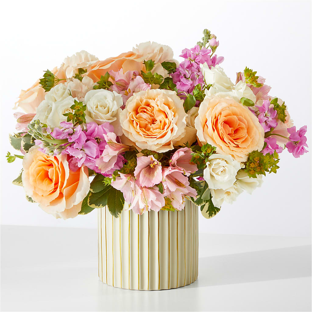 Paradise Bouquet with Ivory Vase – Velvet Leaf And Stem, Las Vegas NV