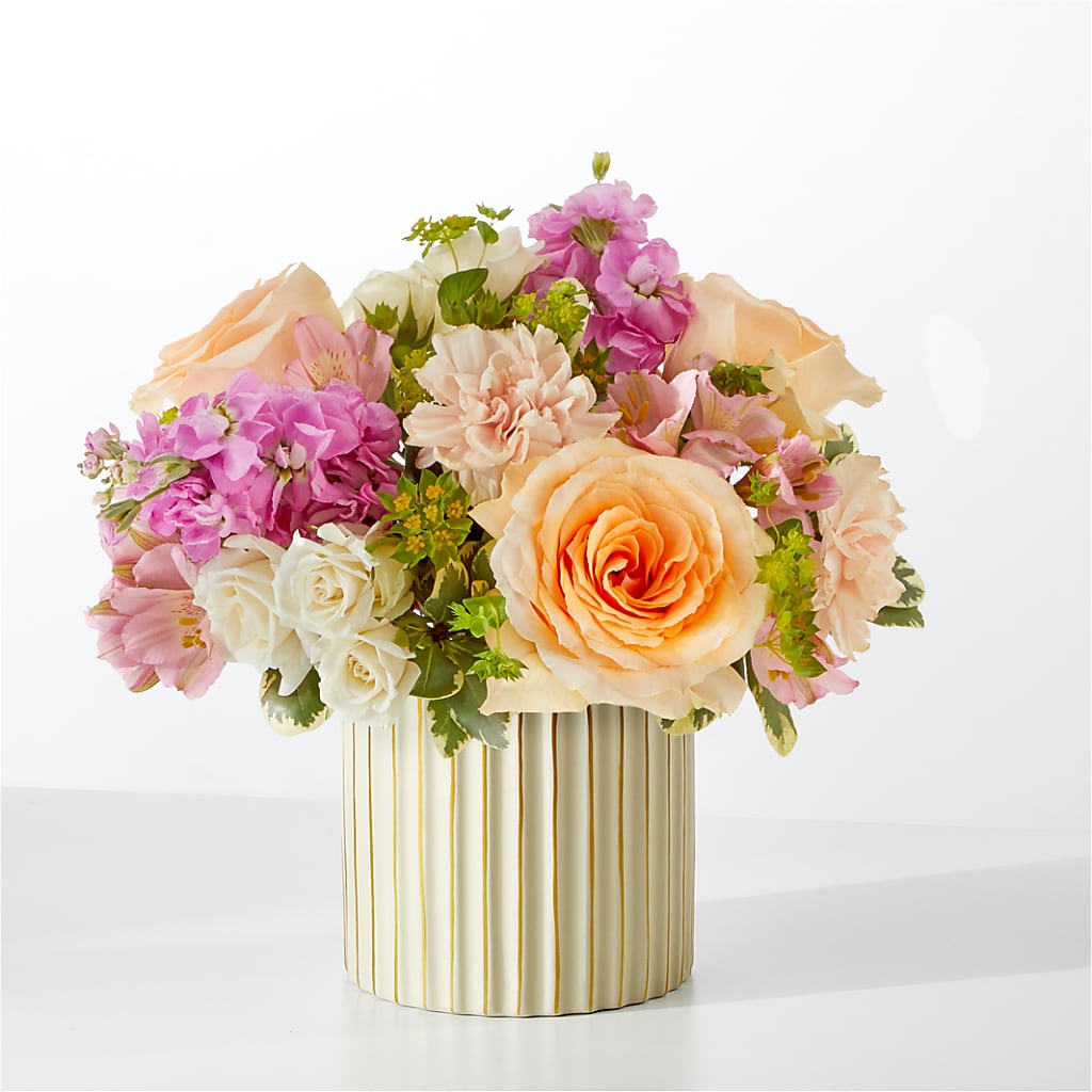 Paradise Bouquet with Ivory Vase – Velvet Leaf And Stem, Las Vegas NV