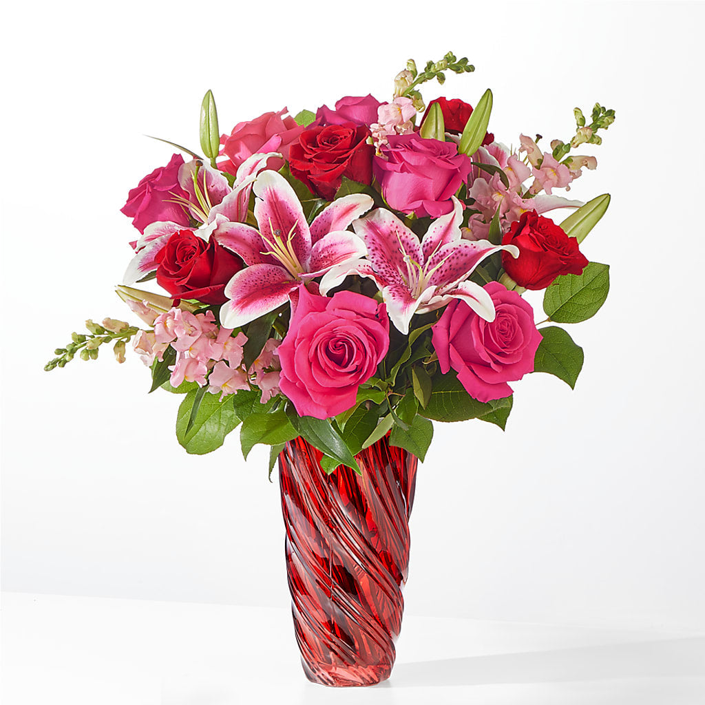 Always You Bouquet with Luxe Swirl Vase – Velvet Leaf And Stem, Las Vegas NV