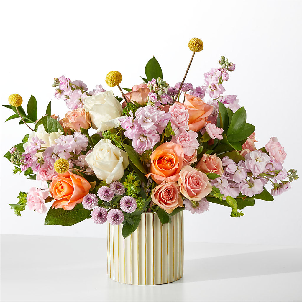 French Market Bouquet with Ivory Vase – Velvet Leaf And Stem, Las Vegas NV
