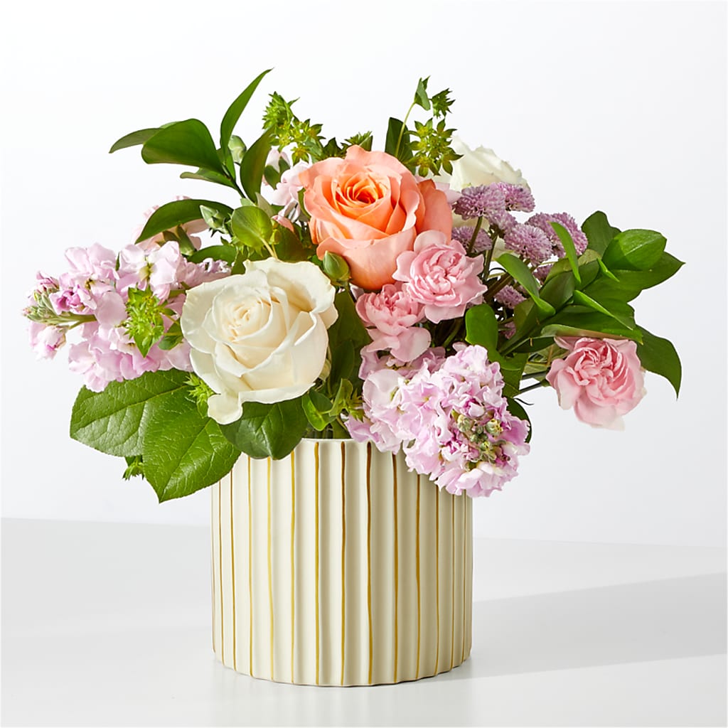 French Market Bouquet with Ivory Vase – Velvet Leaf And Stem, Las Vegas NV