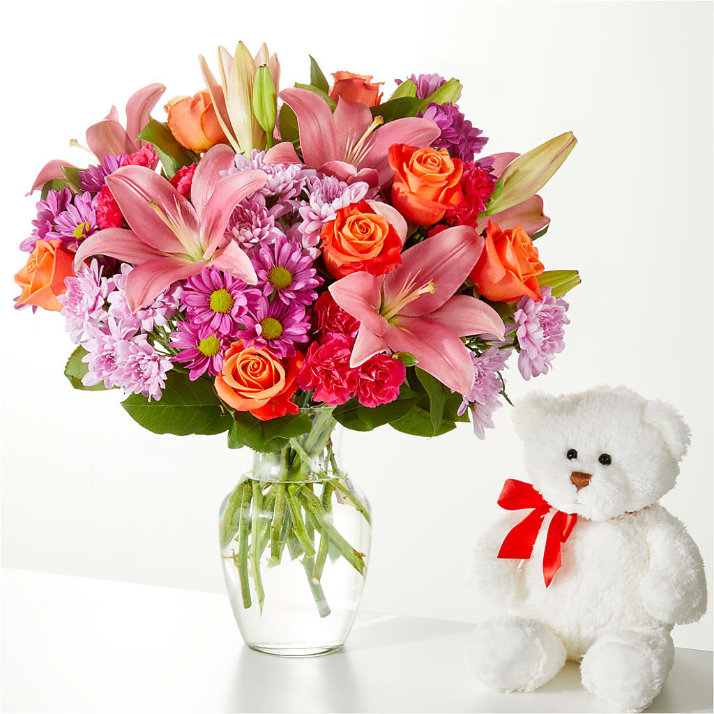 One and Only Bouquet and Bear Bundle –  Velvet Leaf And Stem, Las Vegas NV