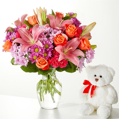 One and Only Bouquet and Bear Bundle –  Velvet Leaf And Stem, Las Vegas NV