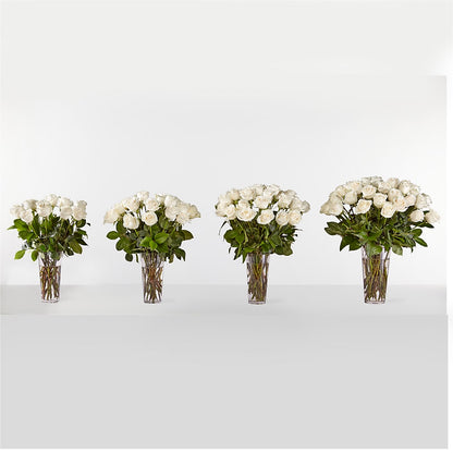 Long Stem White Rose Bouquet –  Velvet Leaf And Stem, Las Vegas NV