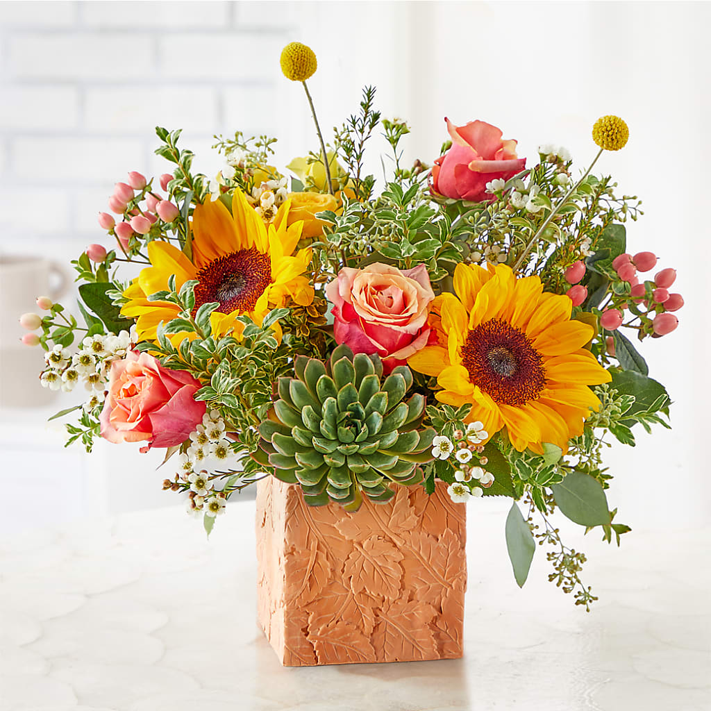 Sunflower Season Bouquet –  Velvet Leaf And Stem, Las Vegas NV