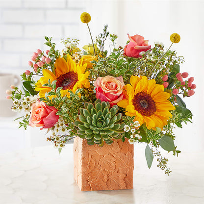 Sunflower Season Bouquet –  Velvet Leaf And Stem, Las Vegas NV