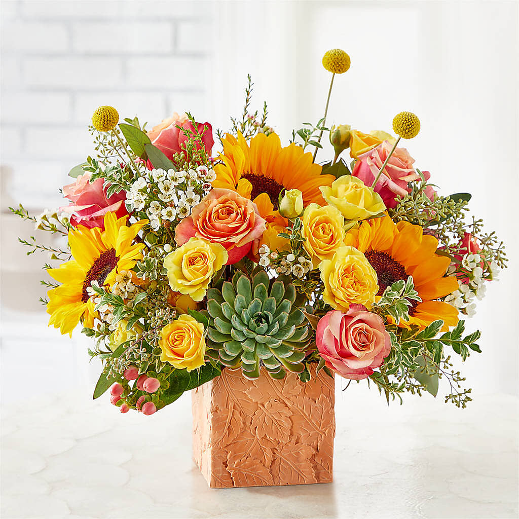 Sunflower Season Bouquet –  Velvet Leaf And Stem, Las Vegas NV