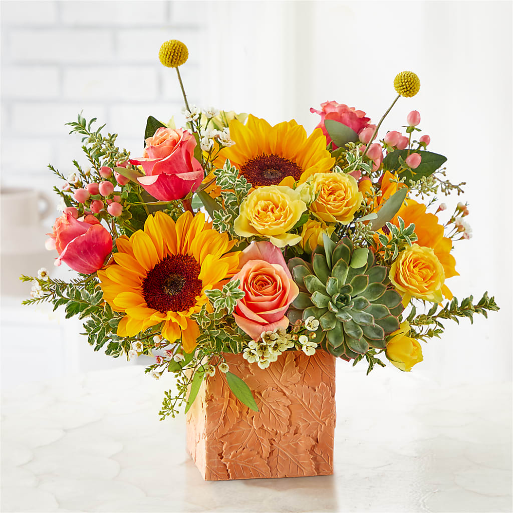 Sunflower Season Bouquet –  Velvet Leaf And Stem, Las Vegas NV