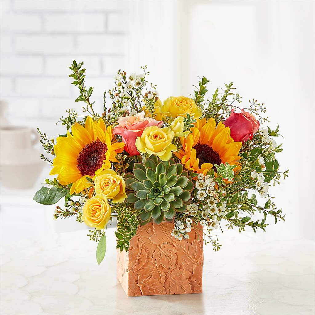 Sunflower Season Bouquet –  Velvet Leaf And Stem, Las Vegas NV