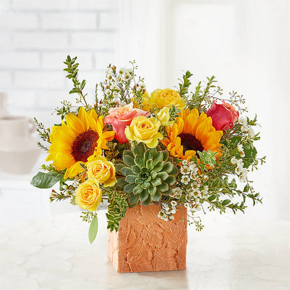 Sunflower Season Bouquet –  Velvet Leaf And Stem, Las Vegas NV