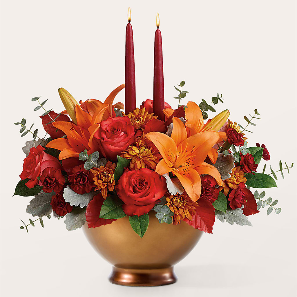 Fruits of Fall Centerpiece –  Velvet Leaf And Stem, Las Vegas NV