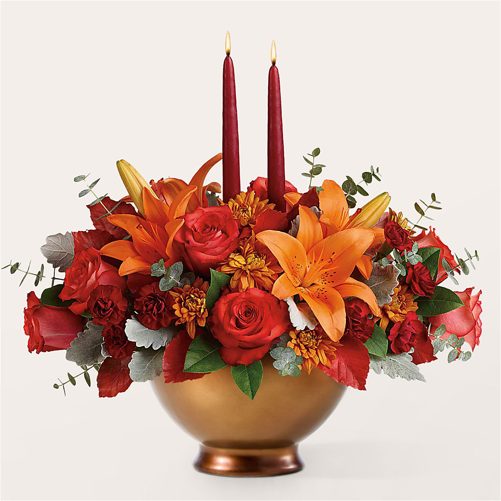 Fruits of Fall Centerpiece –  Velvet Leaf And Stem, Las Vegas NV