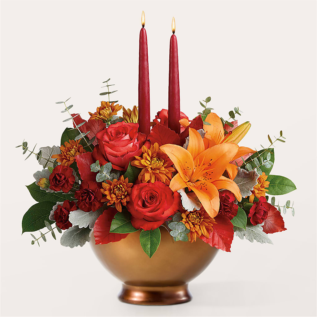 Fruits of Fall Centerpiece –  Velvet Leaf And Stem, Las Vegas NV