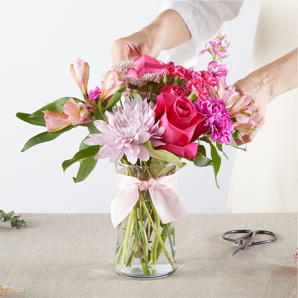 Pink Ribbon - A Florist Original –  Velvet Leaf And Stem, Las Vegas NV