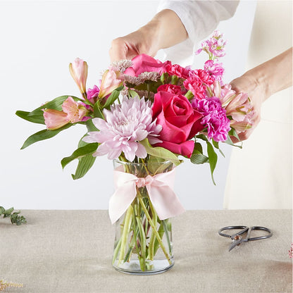 Pink Ribbon - A Florist Original –  Velvet Leaf And Stem, Las Vegas NV