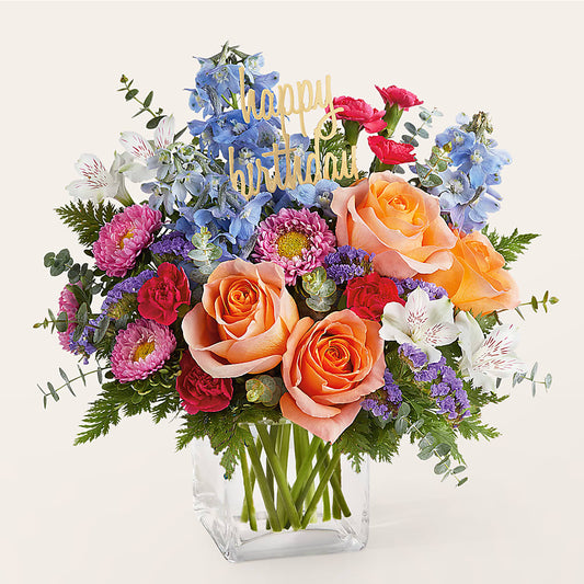 Birthday Bash Bouquet –  Velvet Leaf And Stem, Las Vegas NV