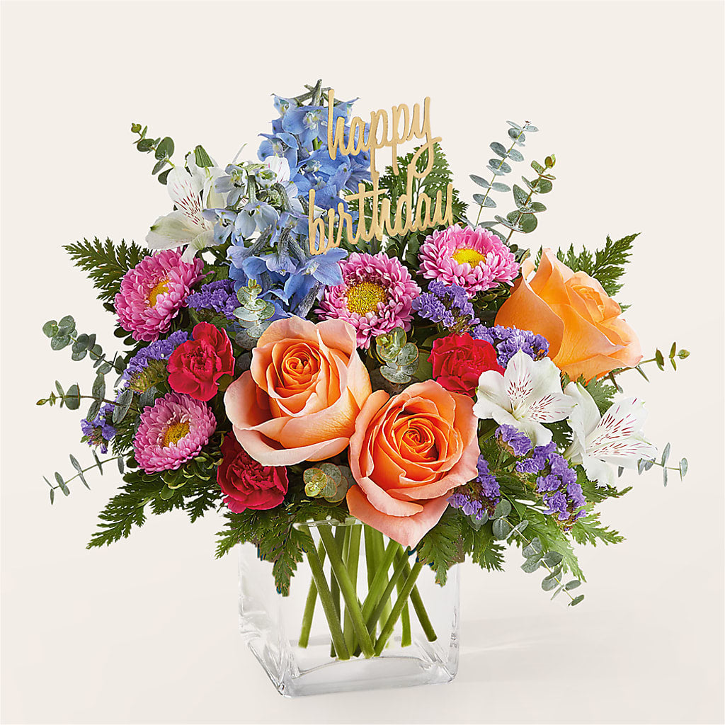 Birthday Bash Bouquet –  Velvet Leaf And Stem, Las Vegas NV