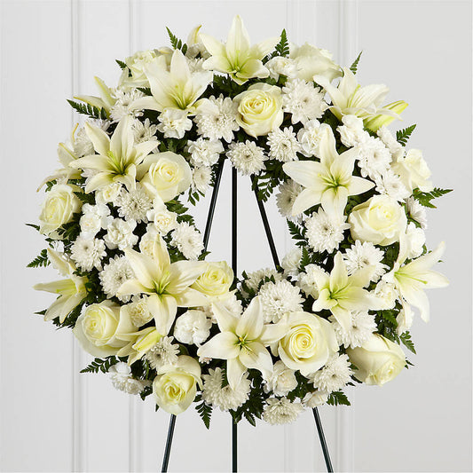 Treasured Tribute Wreath –  Velvet Leaf And Stem, Las Vegas NV