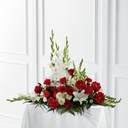 Crimson & White Arrangement –  Velvet Leaf And Stem, Las Vegas NV