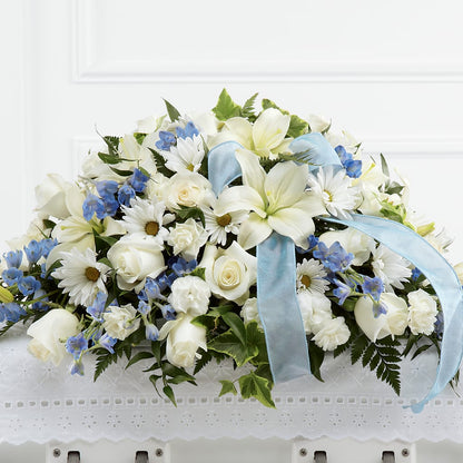 Tender Treasure Casket Spray –  Velvet Leaf And Stem, Las Vegas NV