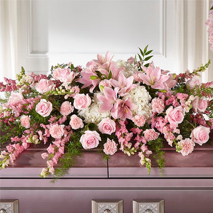 Life & Remembrance Casket Spray –  Velvet Leaf And Stem, Las Vegas NV