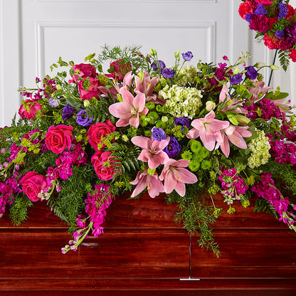 Radiant Tribute Casket Spray –  Velvet Leaf And Stem, Las Vegas NV