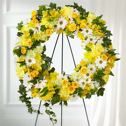 Golden Remembrance Wreath –  Velvet Leaf And Stem, Las Vegas NV
