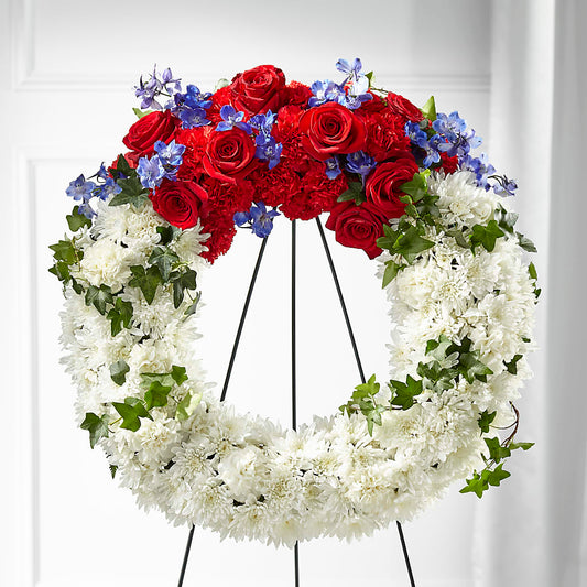 Patriotic Passion Wreath –  Velvet Leaf And Stem, Las Vegas NV
